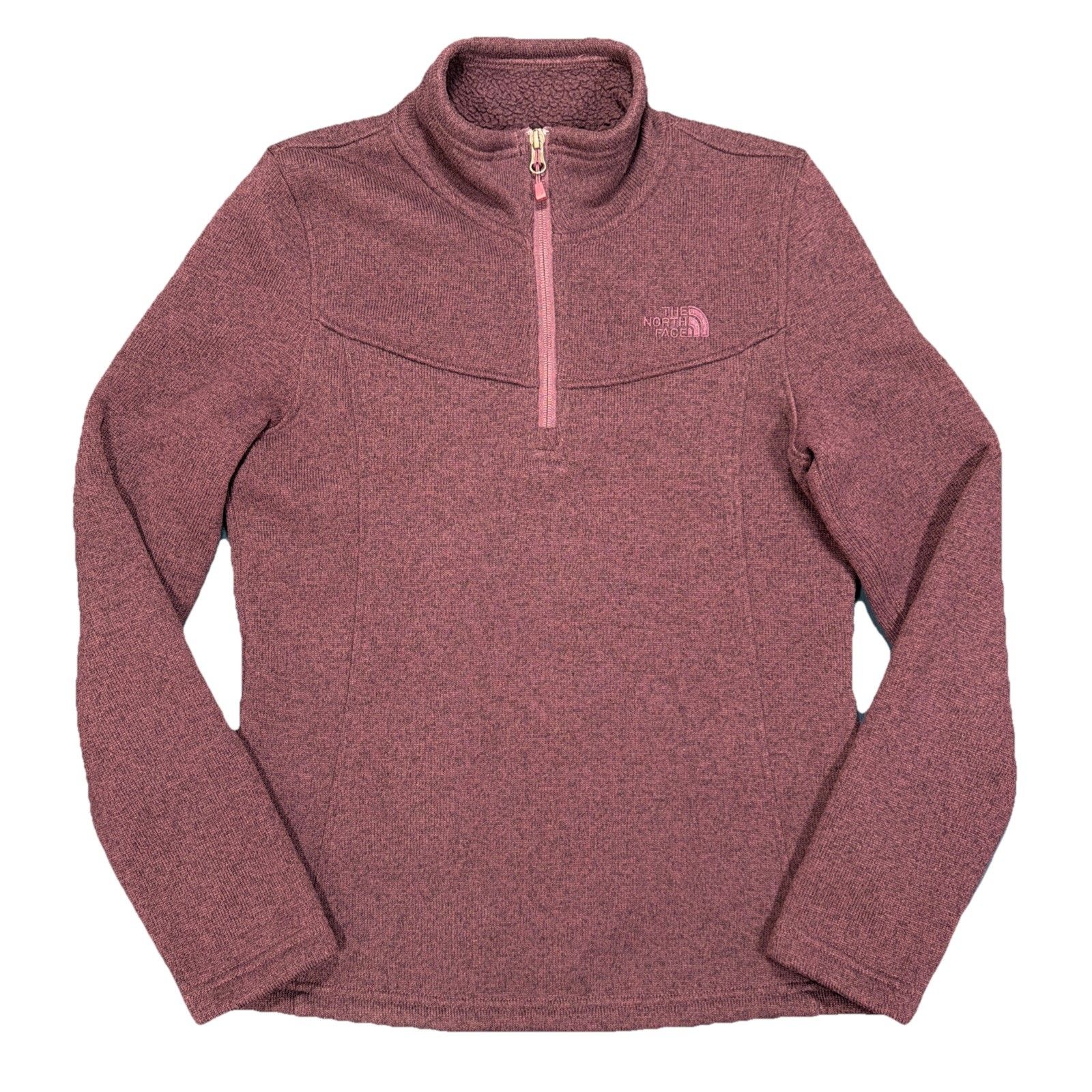 The North Face Womens Maggy Pullover Sweater Fleece 1/4 Zip Purple Plum Medium